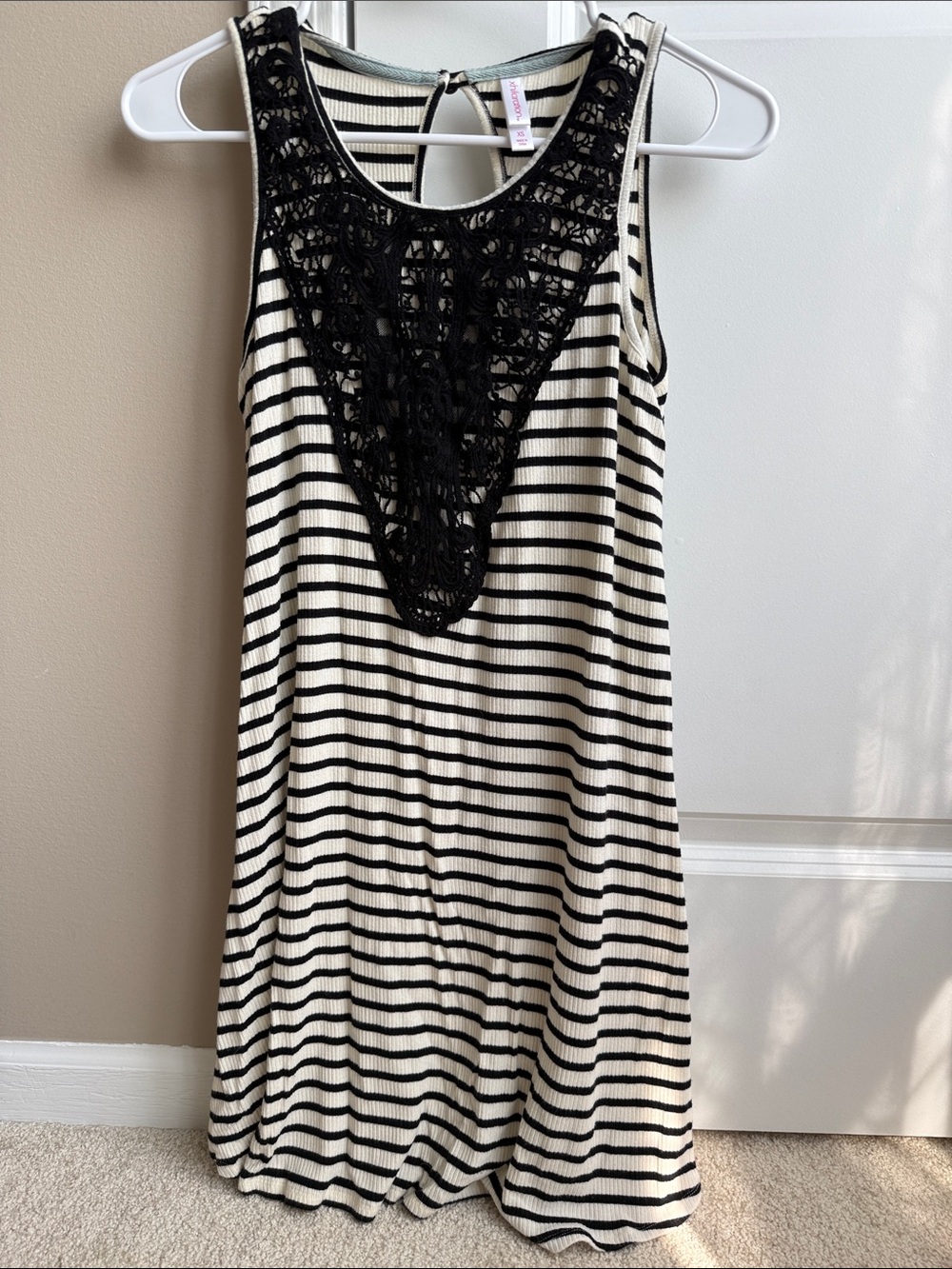Xhilaration Cream and Black Striped Knit dress